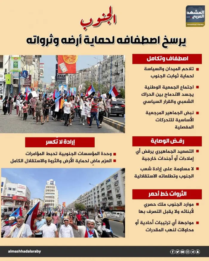 الجنوب يرسخ اصطفافه لحماية أرضه وثرواته (إنفوجراف)