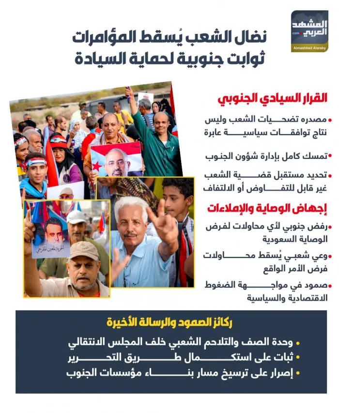 نضال الشعب يسقط المؤامرات.. ثوابت جنوبية لحماية السيادة (إنفوجراف)