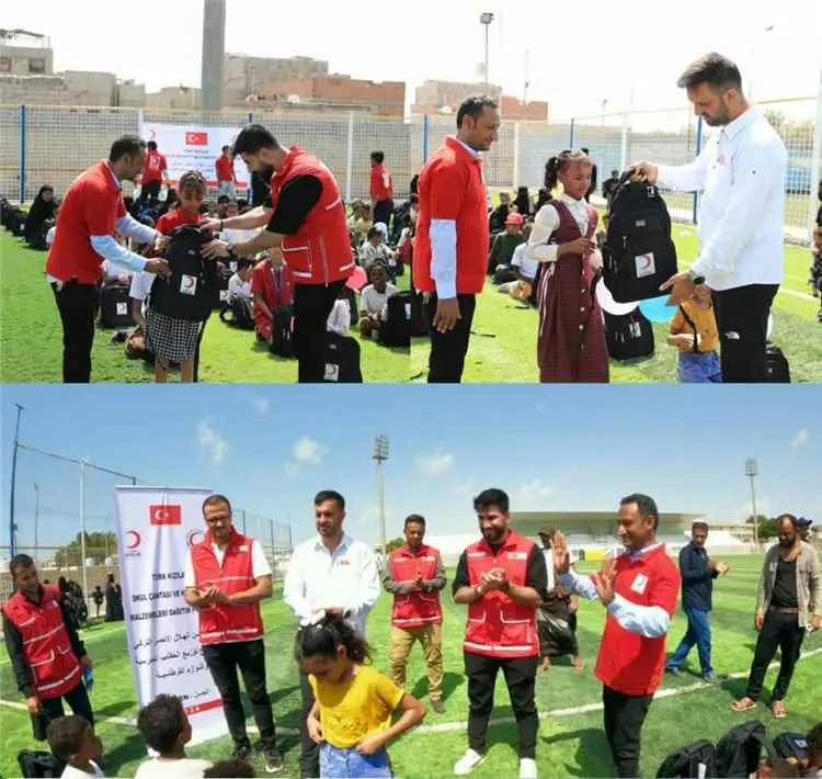 منتدى الإغاثة والبناء يوزع 200 حقيبة مدرسية على ال...