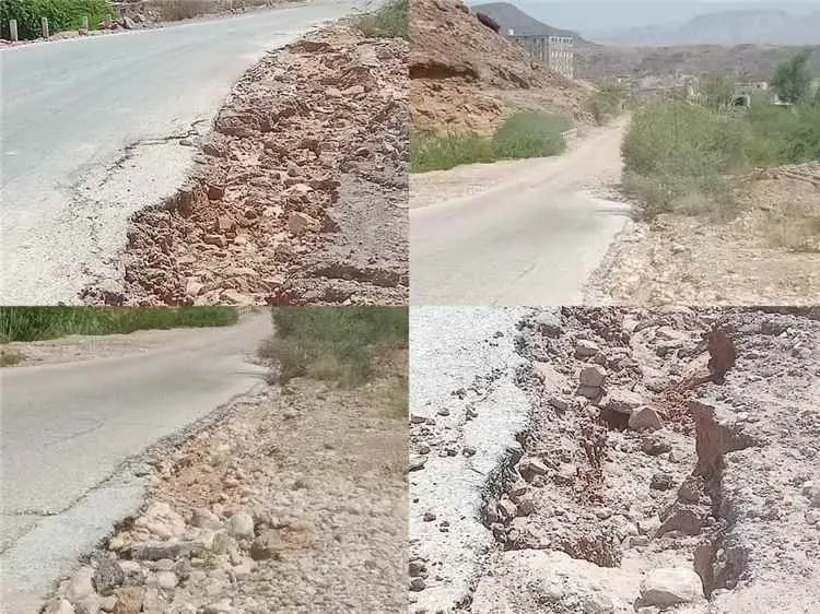 الامطار تخلف أضرار في طريق النقبة – عزان بشبوة
