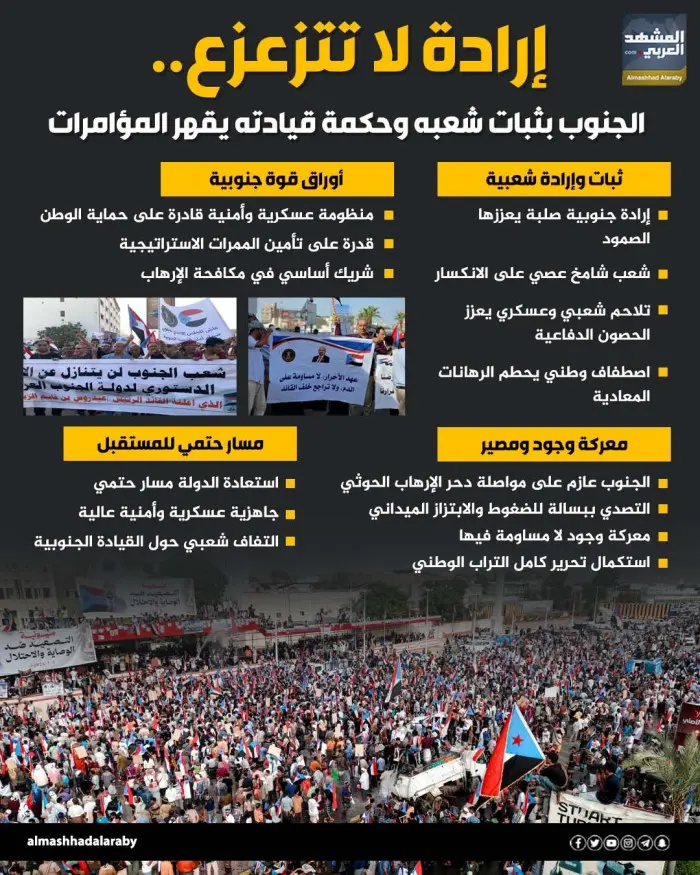 إرادة لا تتزعزع.. الجنوب بثبات شعبه وحكمة قيادته ي...