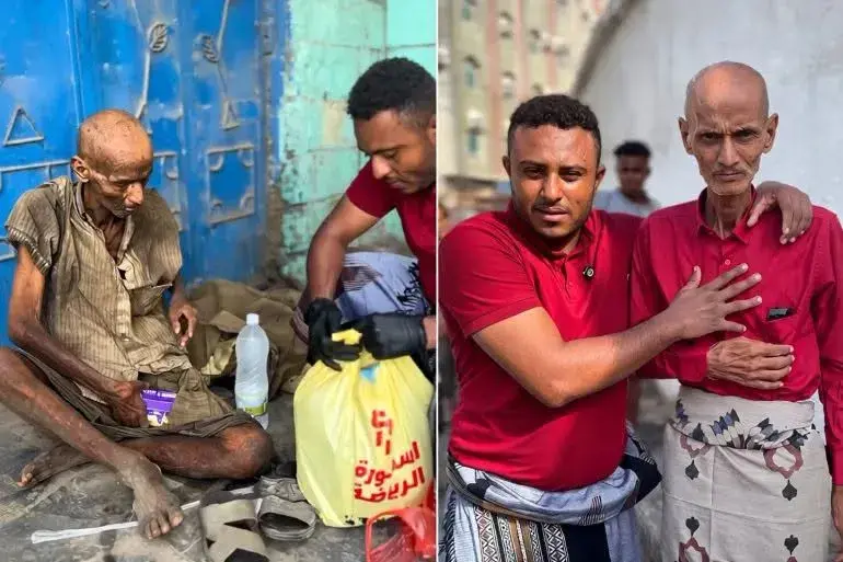 مؤثر يمني يعثر على رجل مشرّد في الحديدة يقال إنه طبيب مصري فقد الاتصال بأهله منذ نحو 20 عاماً