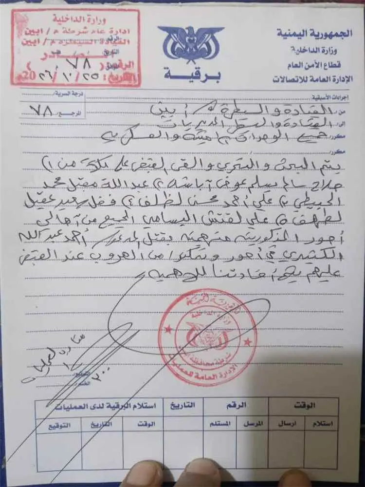 خمسة أسماء على قائمة الملاحقة الأمنية في أبين على...