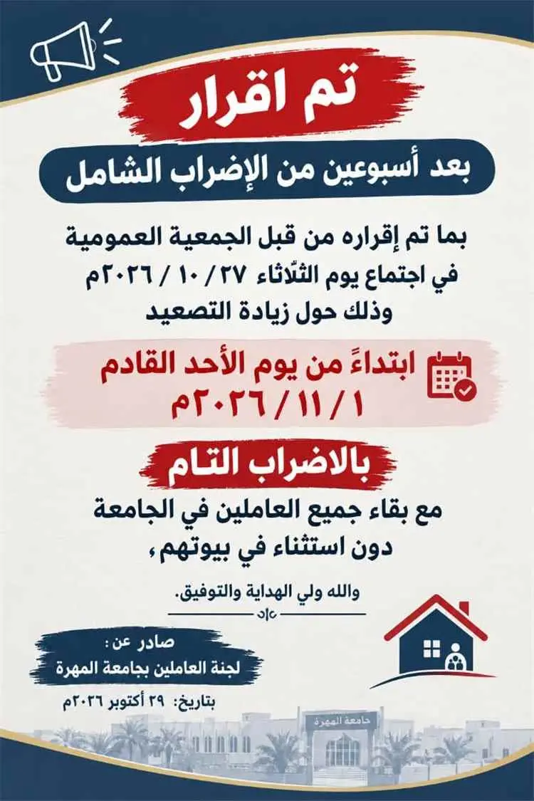 العاملون بجامعة المهرة يصعّدون احتجاجاتهم ويعلنون...